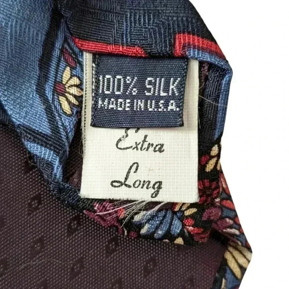 Hanover St 100% Silk Tie Blue/Red Floral - Picture 5 of 5